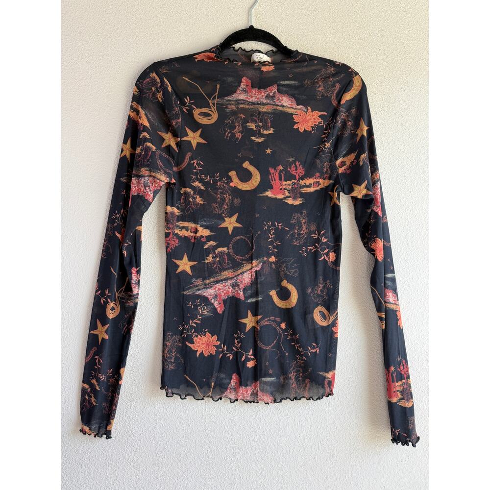 Easel Western Printed Mesh Top Size Large Cowgirl Western Rodeo Country Festival